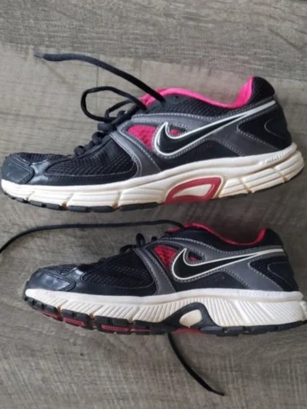 Nike Black and Pink Dart 9 Running Shoes.